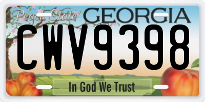 GA license plate CWV9398