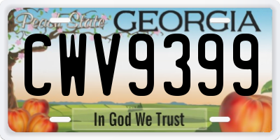 GA license plate CWV9399