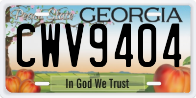 GA license plate CWV9404