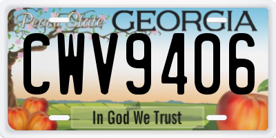 GA license plate CWV9406
