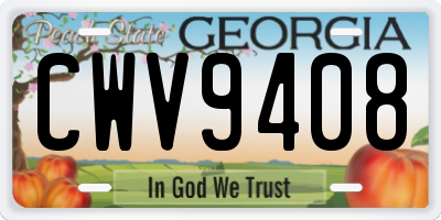 GA license plate CWV9408