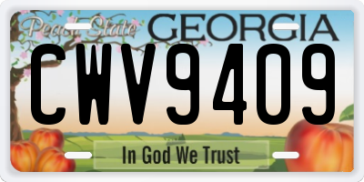 GA license plate CWV9409