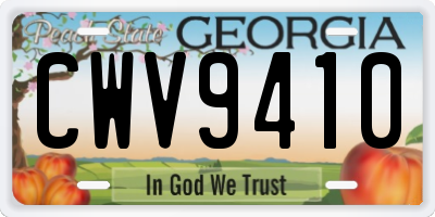 GA license plate CWV9410