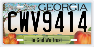 GA license plate CWV9414