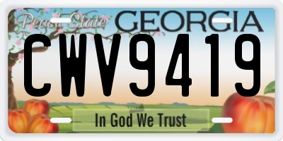 GA license plate CWV9419