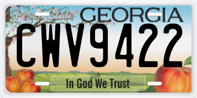 GA license plate CWV9422