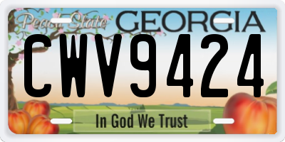 GA license plate CWV9424