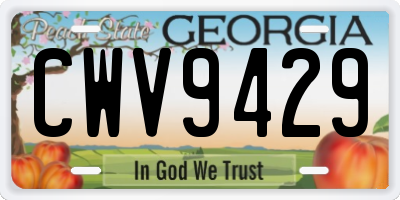 GA license plate CWV9429