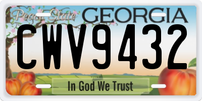 GA license plate CWV9432