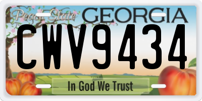 GA license plate CWV9434