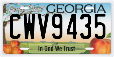 GA license plate CWV9435