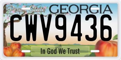 GA license plate CWV9436