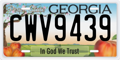 GA license plate CWV9439
