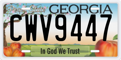 GA license plate CWV9447