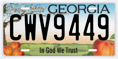 GA license plate CWV9449