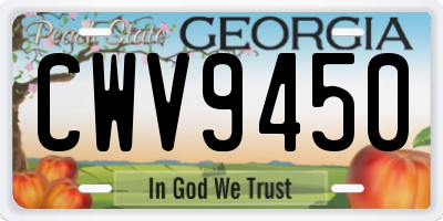 GA license plate CWV9450