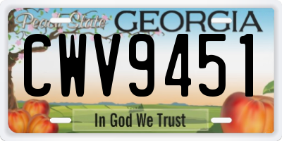 GA license plate CWV9451