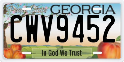 GA license plate CWV9452