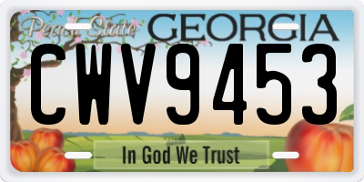 GA license plate CWV9453
