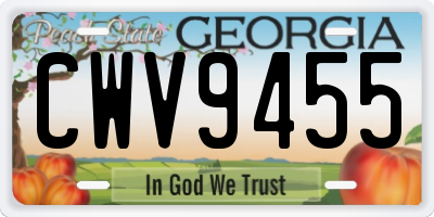 GA license plate CWV9455