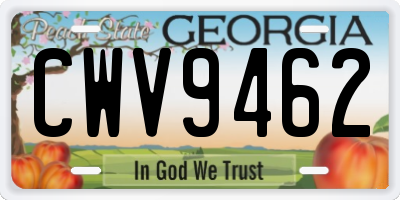 GA license plate CWV9462
