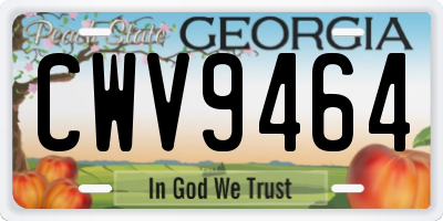 GA license plate CWV9464