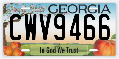 GA license plate CWV9466