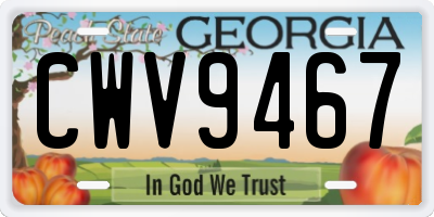 GA license plate CWV9467