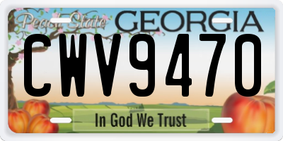 GA license plate CWV9470