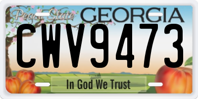 GA license plate CWV9473