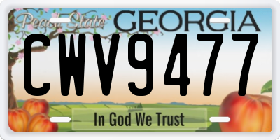 GA license plate CWV9477