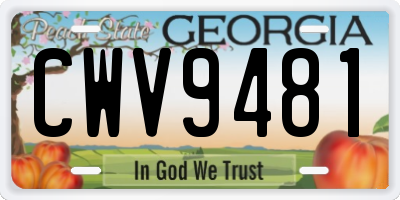 GA license plate CWV9481