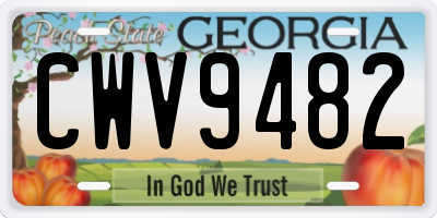 GA license plate CWV9482