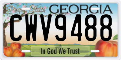 GA license plate CWV9488
