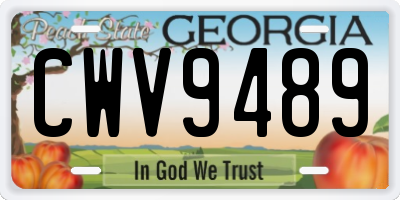 GA license plate CWV9489