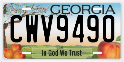 GA license plate CWV9490