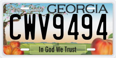 GA license plate CWV9494