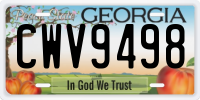 GA license plate CWV9498