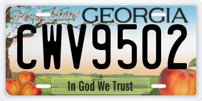 GA license plate CWV9502
