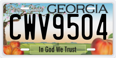 GA license plate CWV9504