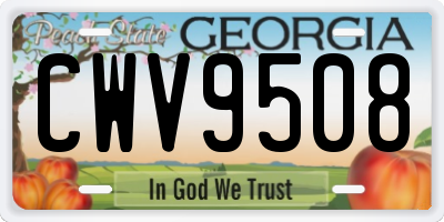 GA license plate CWV9508