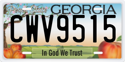 GA license plate CWV9515