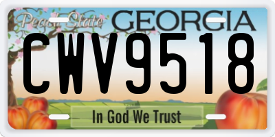 GA license plate CWV9518
