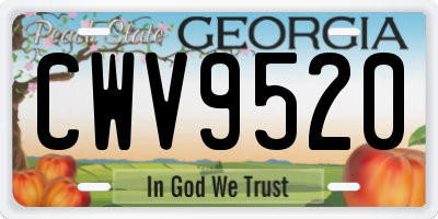 GA license plate CWV9520