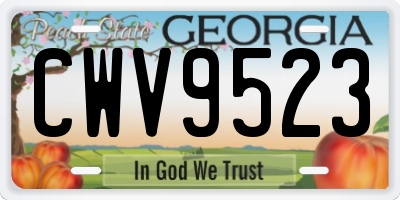 GA license plate CWV9523