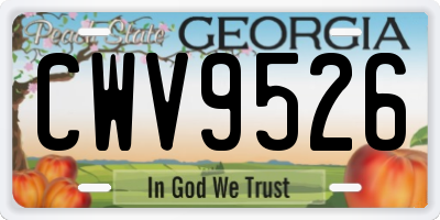 GA license plate CWV9526
