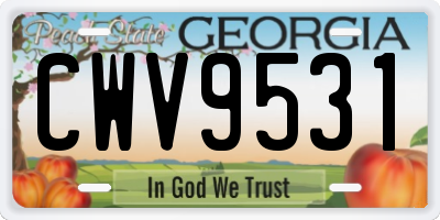 GA license plate CWV9531