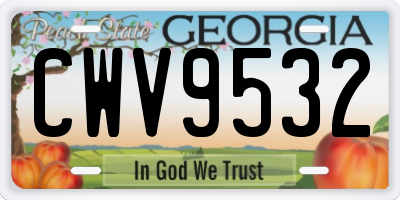 GA license plate CWV9532