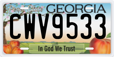 GA license plate CWV9533
