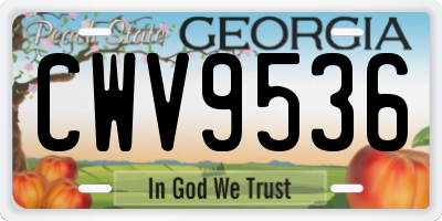 GA license plate CWV9536